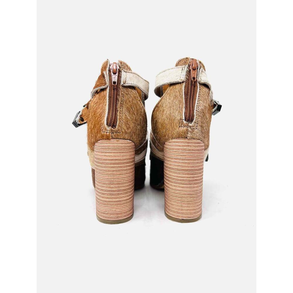 Alcala's Boots Size 7.5 Brown/Beige Buckle(s) Cow Hair Shoes Ankle Boots - Picture 4 of 10